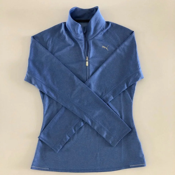 Puma 1/2 Zip Long Sleeve Stand Up Collared Top in Heather Light Purple Size S - Picture 1 of 15
